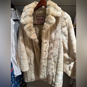 Juicy Couture Cream Faux Fur Coat